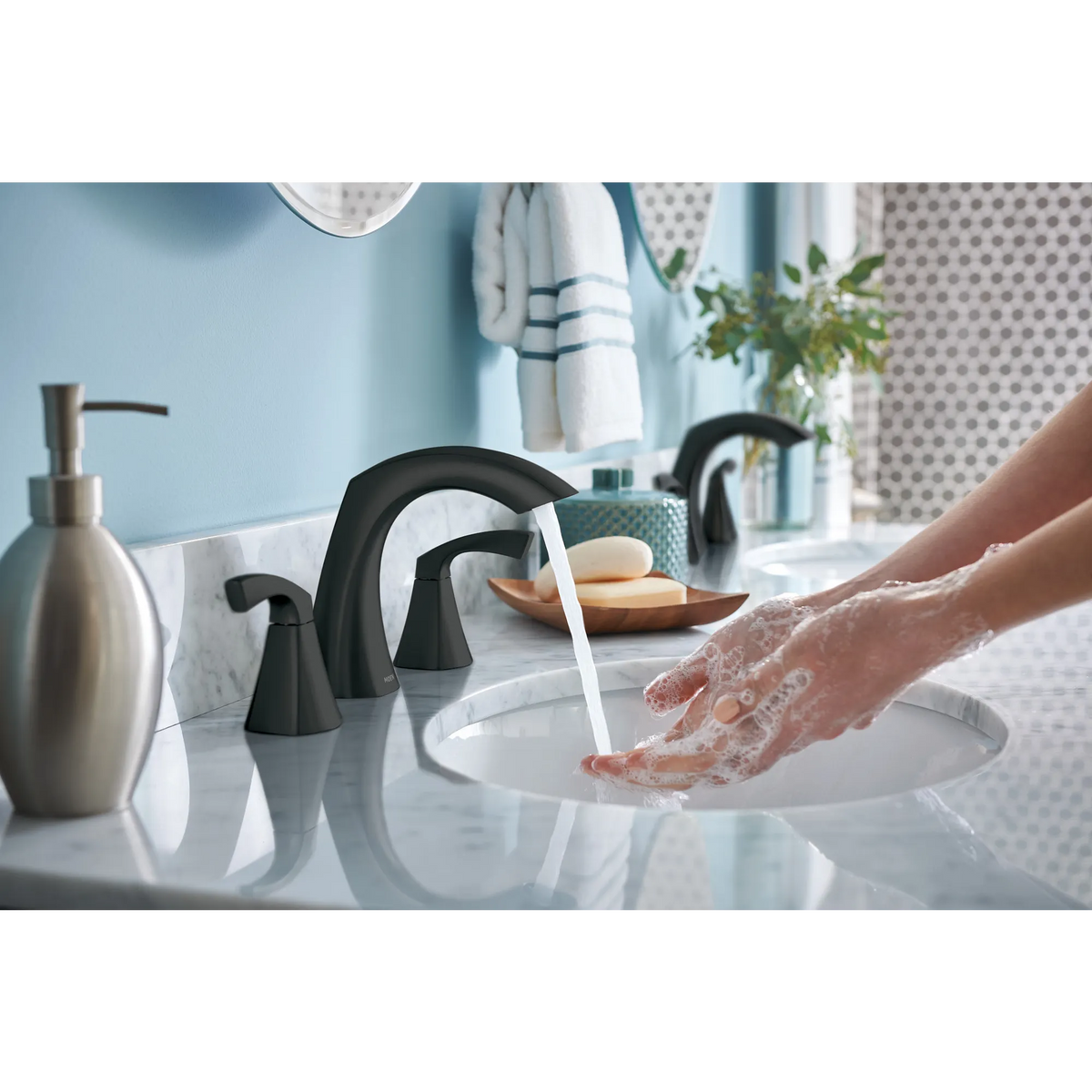 Moen Lindor Two-Handle High-Arc Bathroom Faucet 84504 in Matte Black (84504BL) - view 4