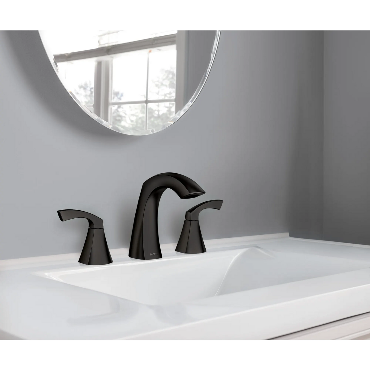 Moen Lindor Two-Handle High-Arc Bathroom Faucet 84504 in Matte Black (84504BL) - view 2