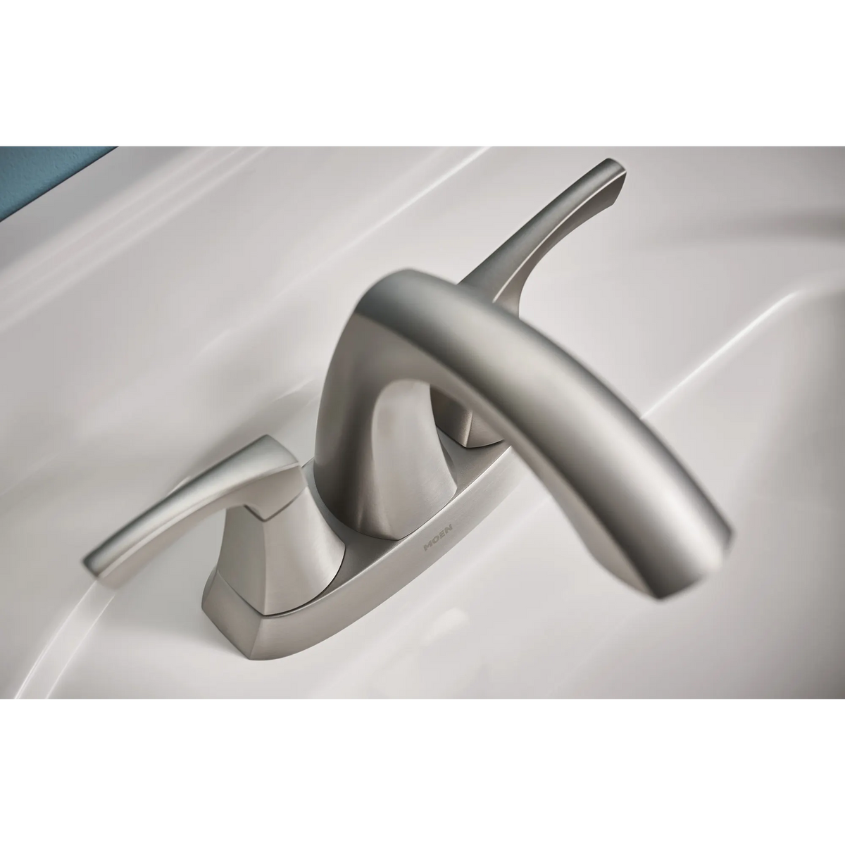 Moen Lindor Two-Handle High-Arc Bathroom Faucet 84506 in Spot Resist Brushed Nickel (84506SRN) - view 3