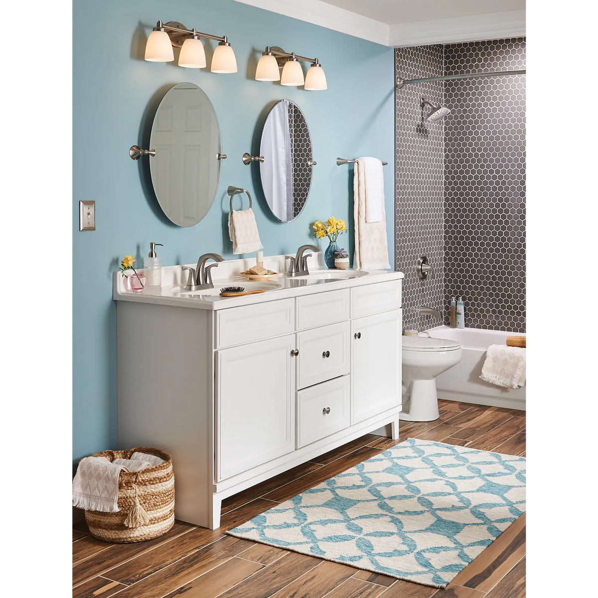 Moen Lindor Two-Handle High-Arc Bathroom Faucet 84506 in Spot Resist Brushed Nickel (84506SRN) - view 8