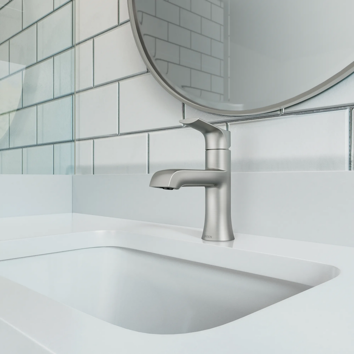 Moen Liso Single-Handle High-Arc Bathroom Faucet 84540 in Spot Resist Brushed Nickel (84540SRN) - view 3