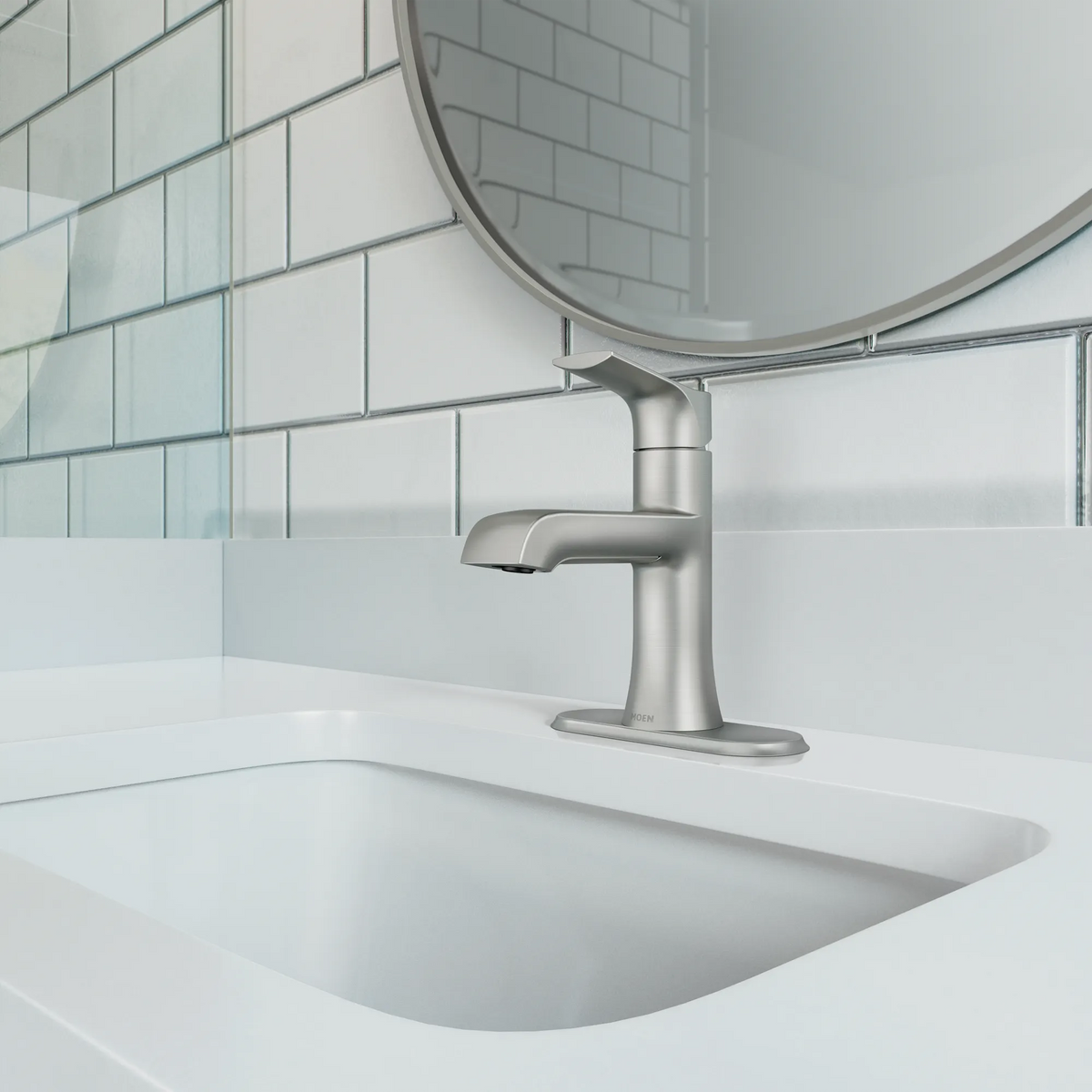 Moen Liso Single-Handle High-Arc Bathroom Faucet 84540 in Spot Resist Brushed Nickel (84540SRN) - view 2