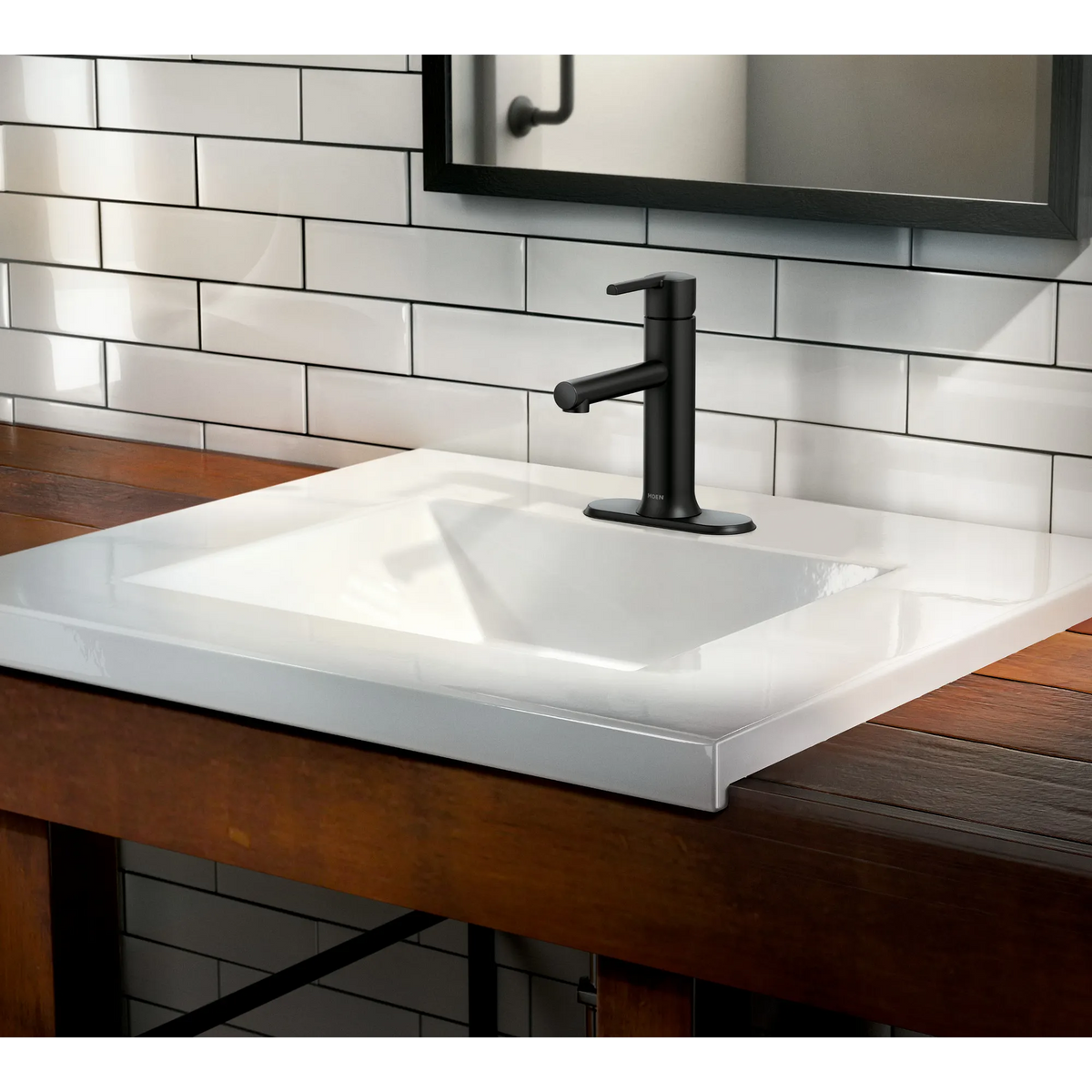 Moen Arlys Single-Handle Low-Arc Low Profile Bathroom Faucet 84770 in Matte Black (84770BL) - view 4