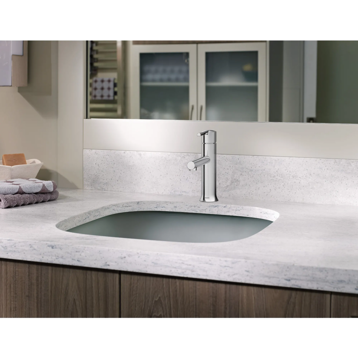 Moen Arlys Single-Handle Low-Arc Low Profile Bathroom Faucet 84770 in Chrome (84770) - view 4