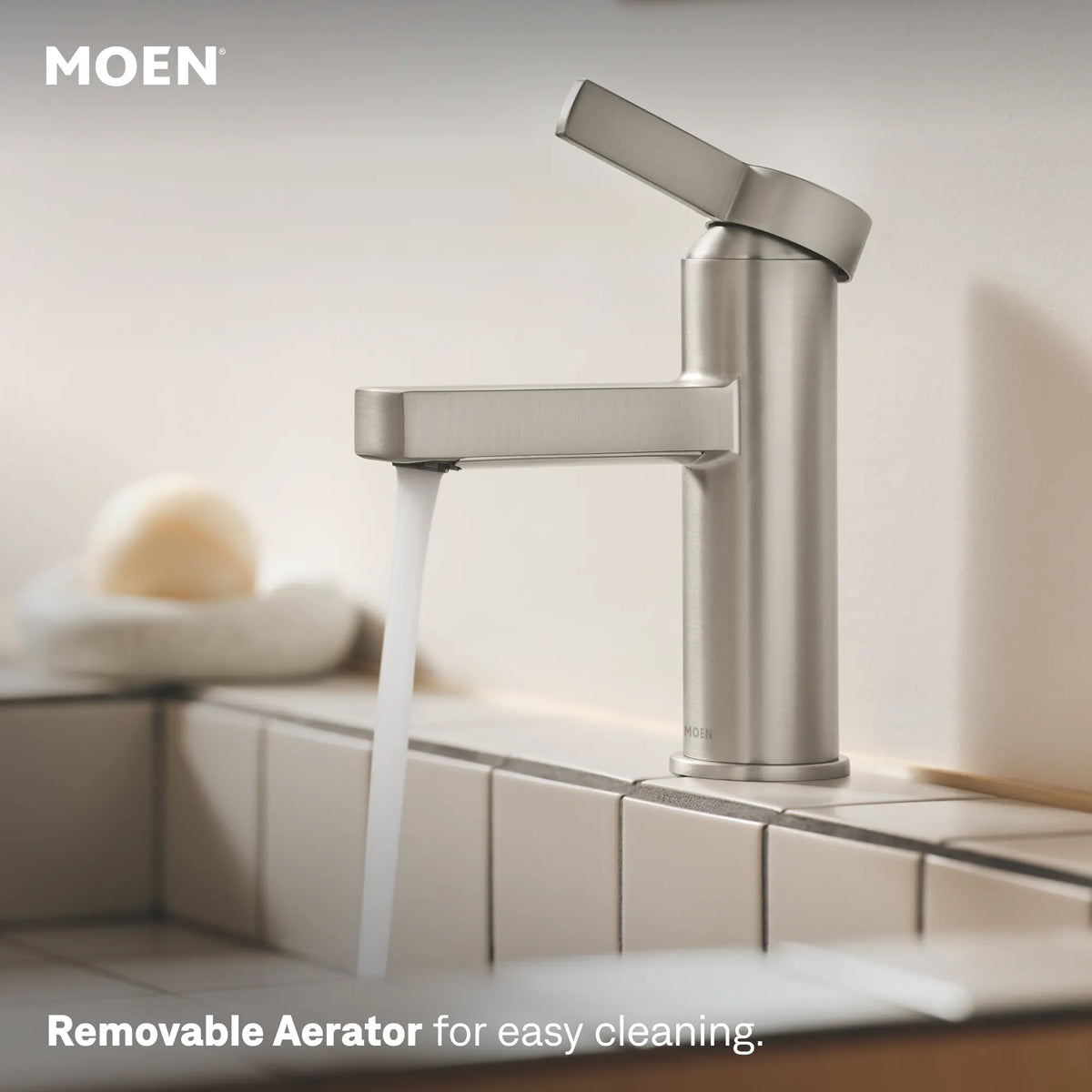 Moen Beric Single-Handle Bathroom Faucet 84774 in Spot Resist Brushed Nickel (84774SRN) - view 6