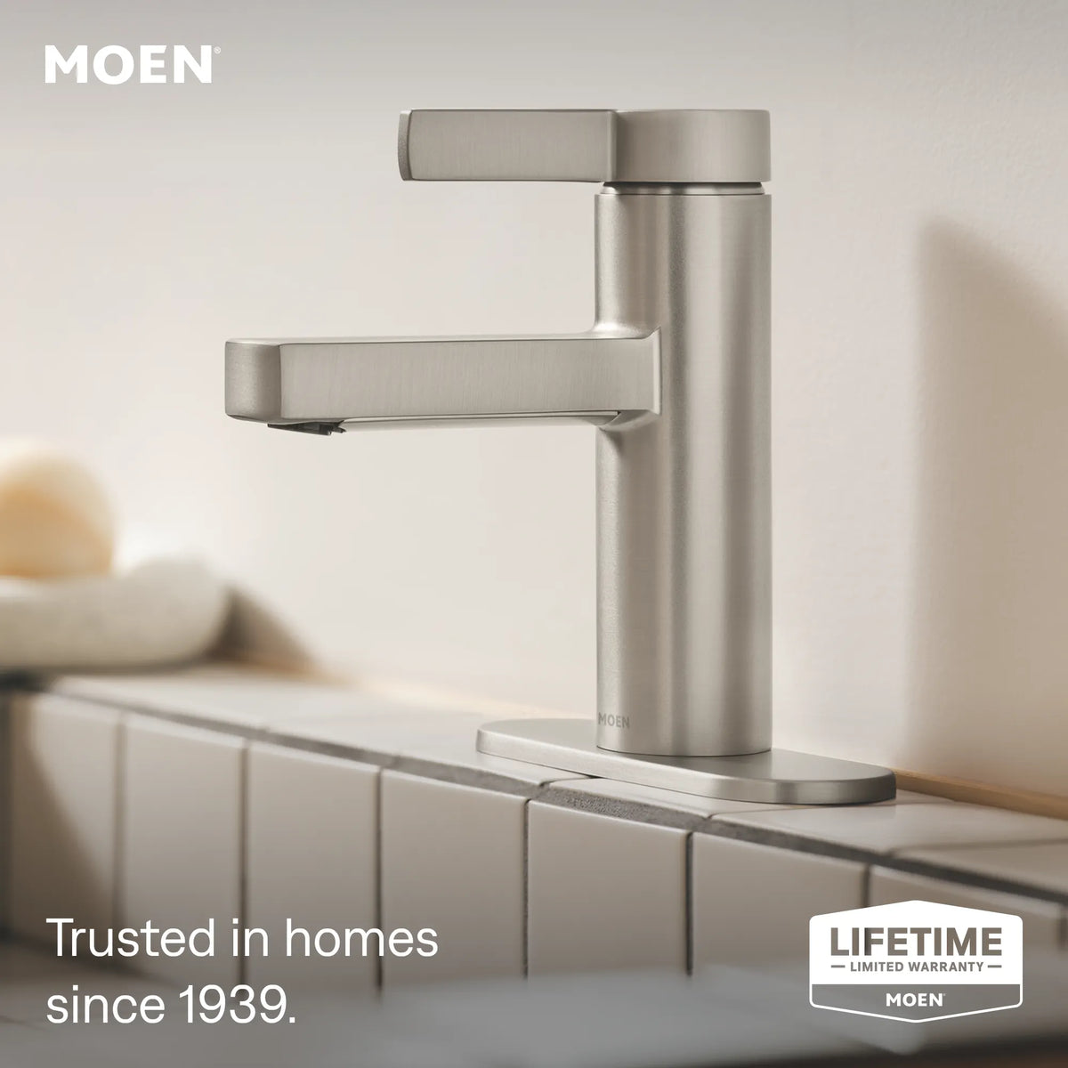 Moen Beric Single-Handle Bathroom Faucet 84774 in Spot Resist Brushed Nickel (84774SRN) - view 2