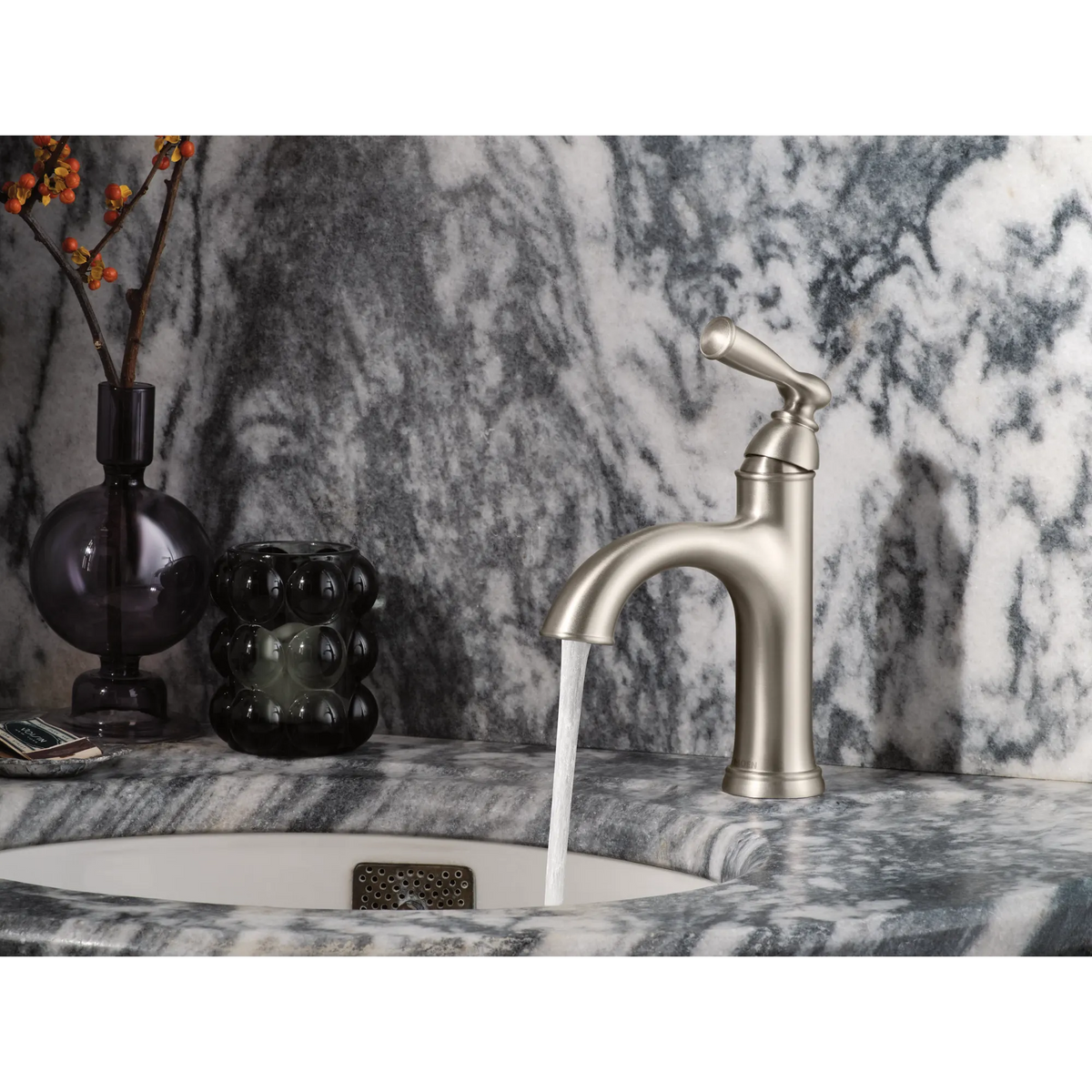 Moen Banbury Single-Handle High-Arc Bathroom Faucet 84945 in Spot Resist Brushed Nickel (84945SRN) - view 4