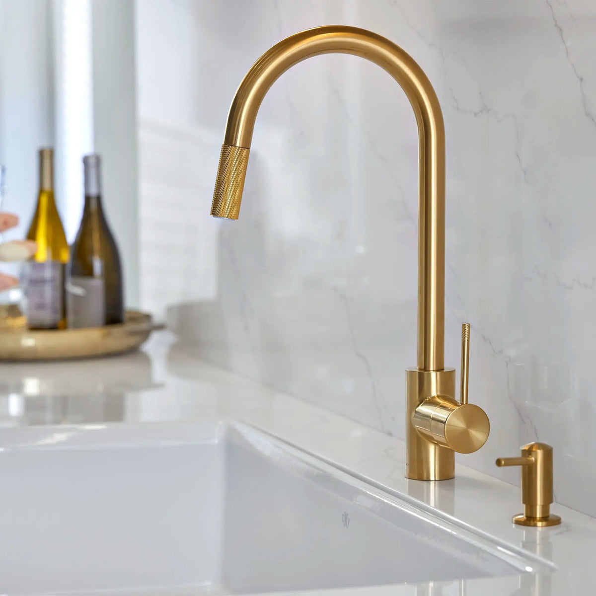 DXV Etre Single Handle Pull-Down Kitchen Faucet with Lever Handle in Satin Brass (D35404300.427) - view 5