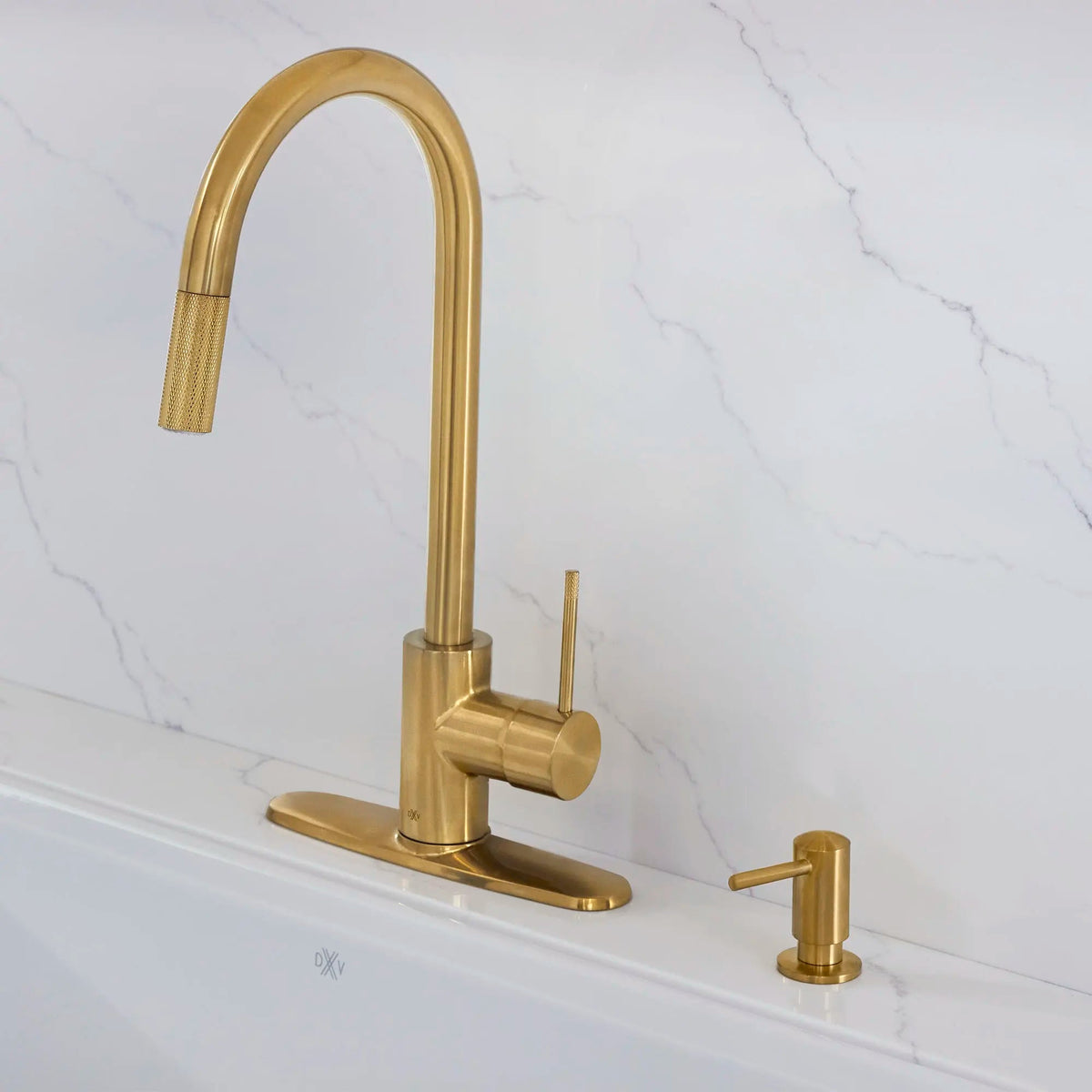DXV Etre Single Handle Pull-Down Kitchen Faucet with Lever Handle in Satin Brass (D35404300.427) - view 6