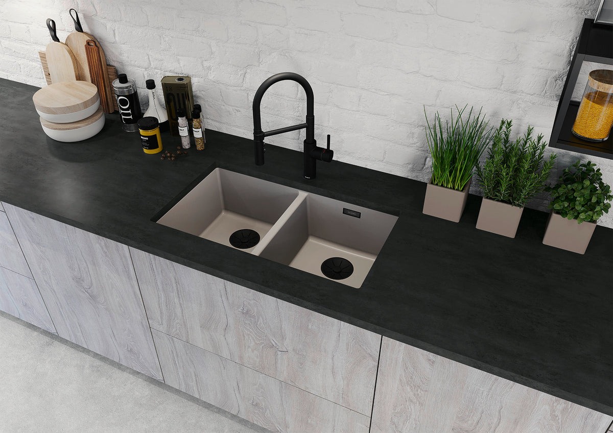 Blanco Metal Basket Strainer in SILGRANIT Colours installed