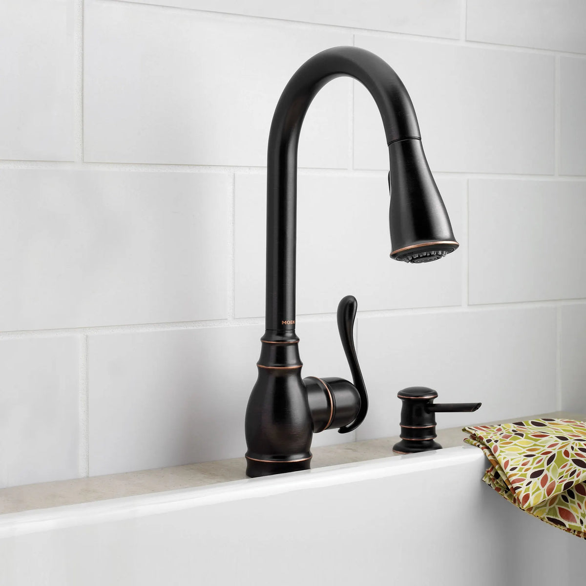 Moen Anabelle Single-Handle High-Arc Pulldown Kitchen Faucet CA87003 in Mediterranean Bronze (CA87003BRB) - view 4