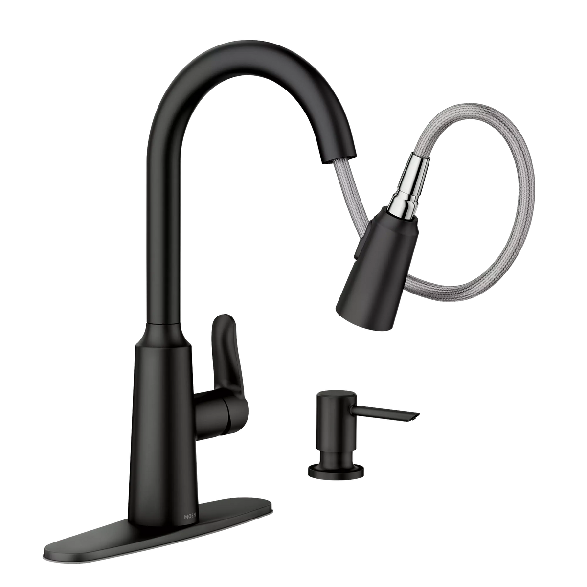 Moen Edwyn Single-Handle High-Arc Pulldown Kitchen Faucet 87028 in Matte Black (87028BL) - view 2