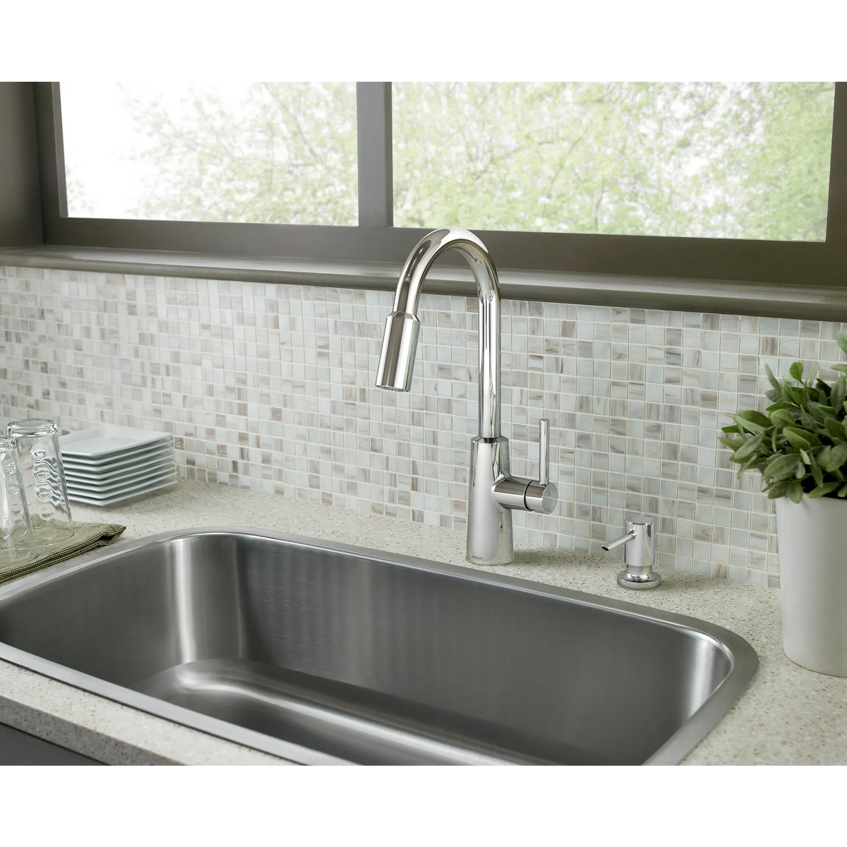 Moen Nori Single-Handle High-Arc Pulldown Kitchen Faucet 87066 in Chrome (87066) - view 5