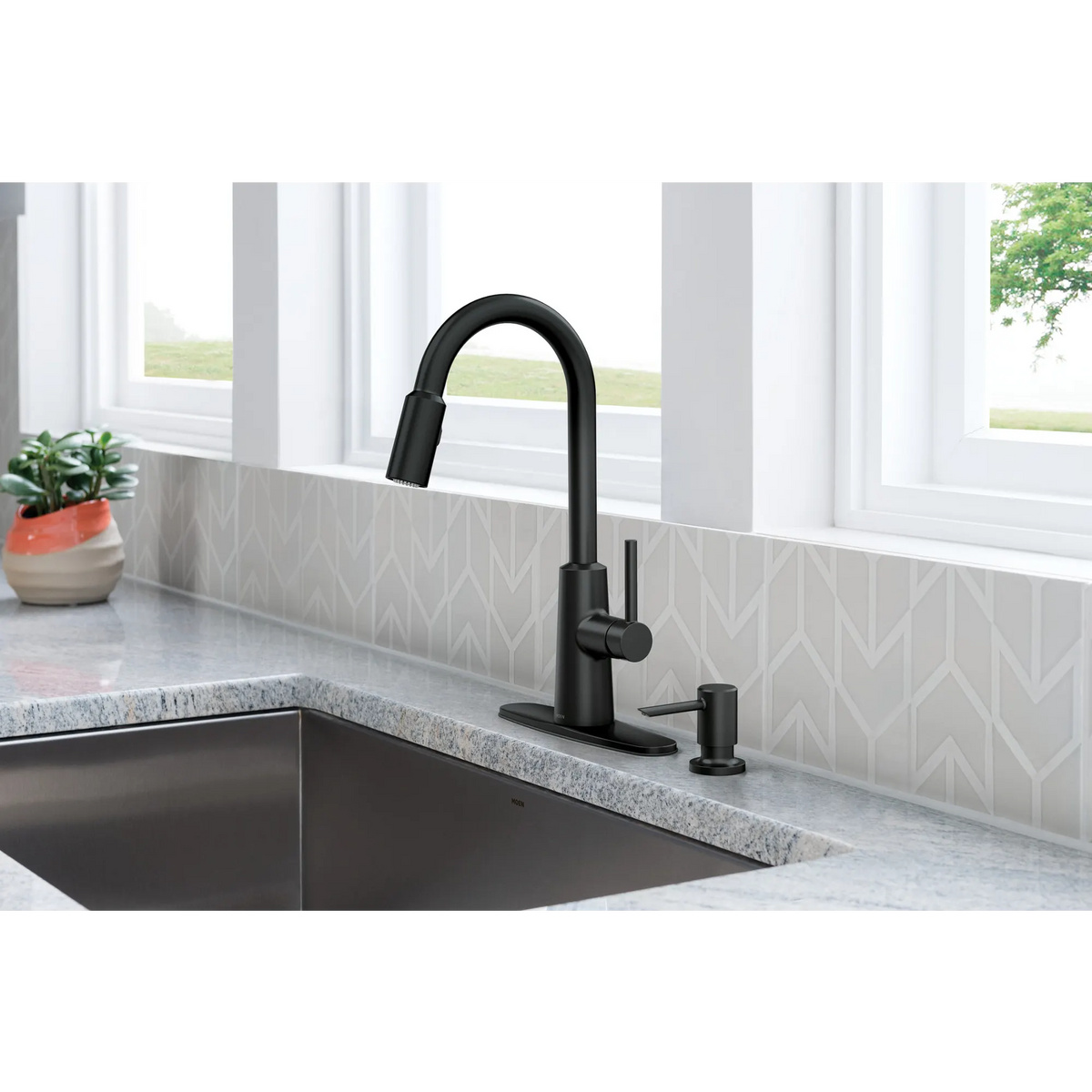 Moen Nori Single-Handle High-Arc Pulldown Kitchen Faucet 87066 in Matte Black (87066BL) - view 4