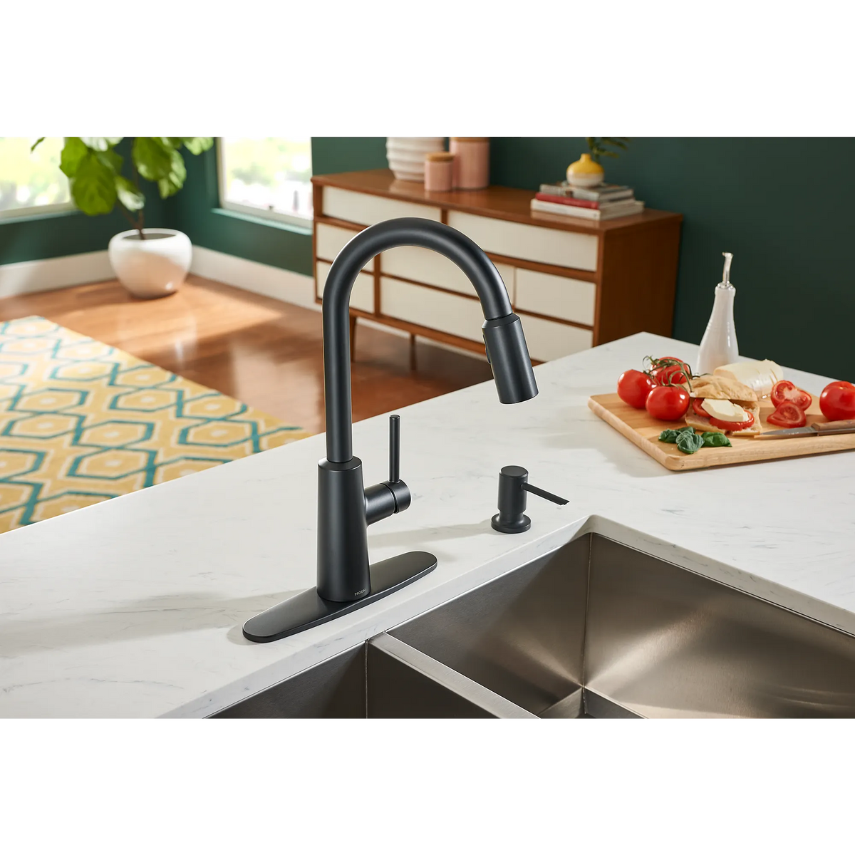 Moen Nori Single-Handle High-Arc Pulldown Kitchen Faucet 87066 in Matte Black (87066BL) - view 5