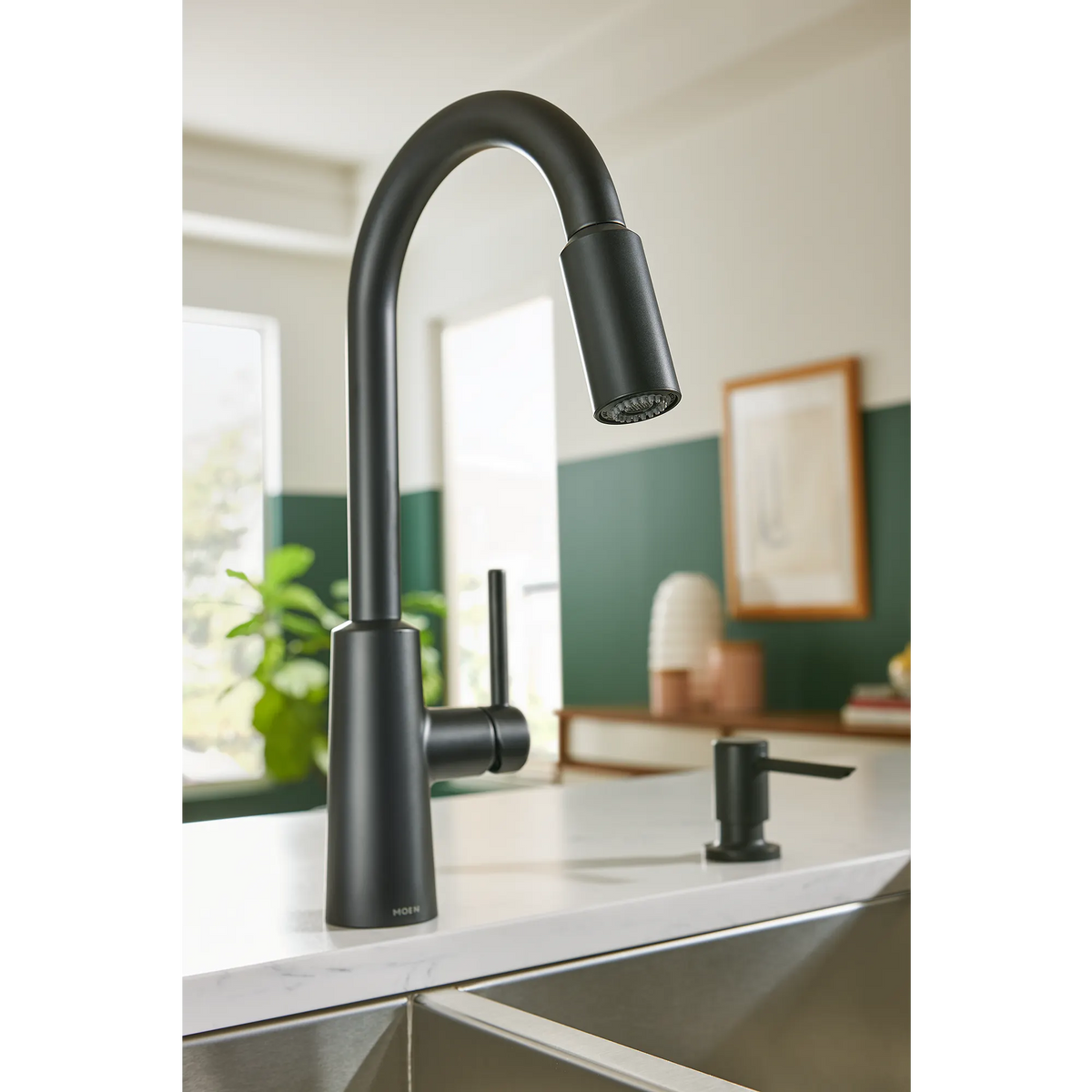 Moen Nori Single-Handle High-Arc Pulldown Kitchen Faucet 87066 in Matte Black (87066BL) - view 8