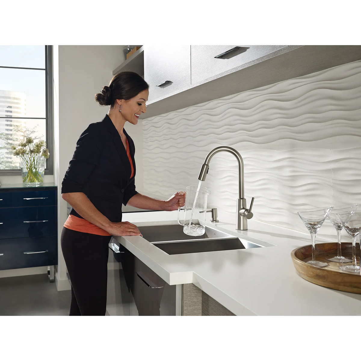 Moen Nori Single-Handle High-Arc Pulldown Kitchen Faucet 87066 in Chrome (87066) - view 6
