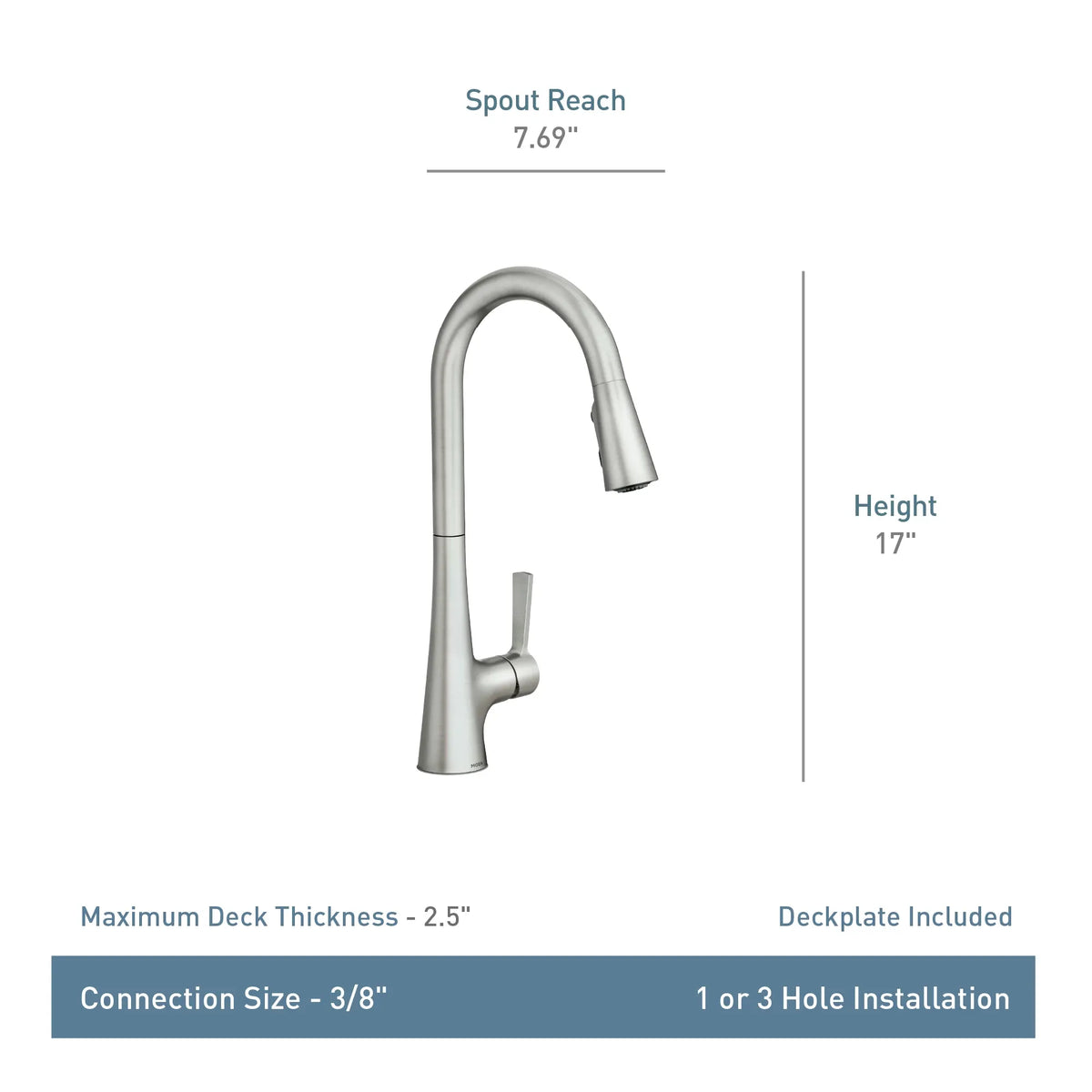 Moen Mikah Single-Handle High-Arc Pulldown Kitchen Faucet 87069 in Spot Resist Stainless (87069SRS) - view 6