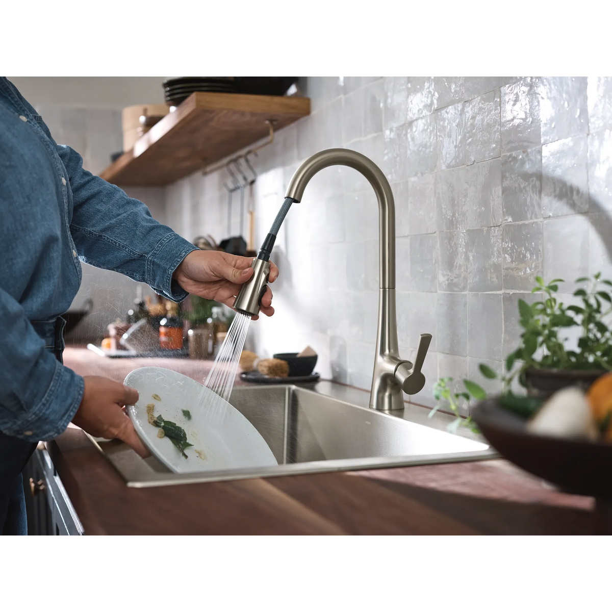 Moen Mikah Single-Handle High-Arc Pulldown Kitchen Faucet 87069 in Spot Resist Stainless (87069SRS) - view 2