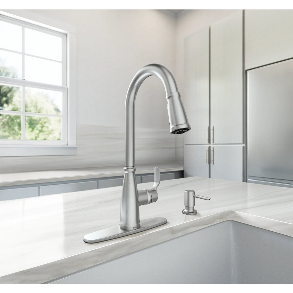 Moen Nolia Single-Handle High-Arc Pulldown Kitchen Faucet 87071 in Spot Resist Stainless (87071SRS) - view 2