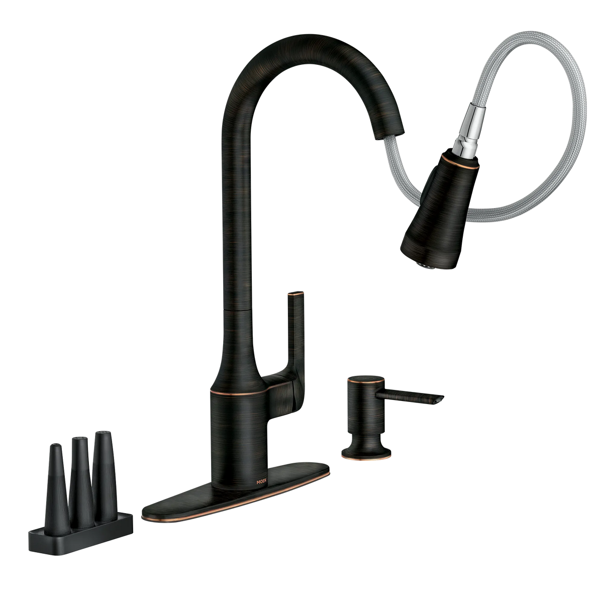 Moen Milton Single-Handle High-Arc Pulldown Kitchen Faucet 87114 in Mediterranean Bronze (87114BRB) - view 3