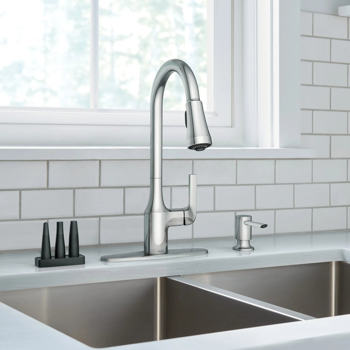 Moen Milton Single-Handle High-Arc Pulldown Kitchen Faucet 87114 in Chrome (87114) - view 5