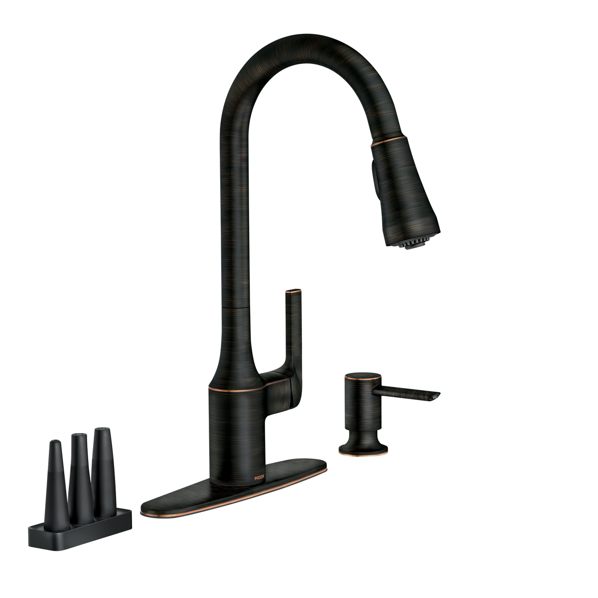 Moen Milton Single-Handle High-Arc Pulldown Kitchen Faucet 87114 in Mediterranean Bronze (87114BRB)