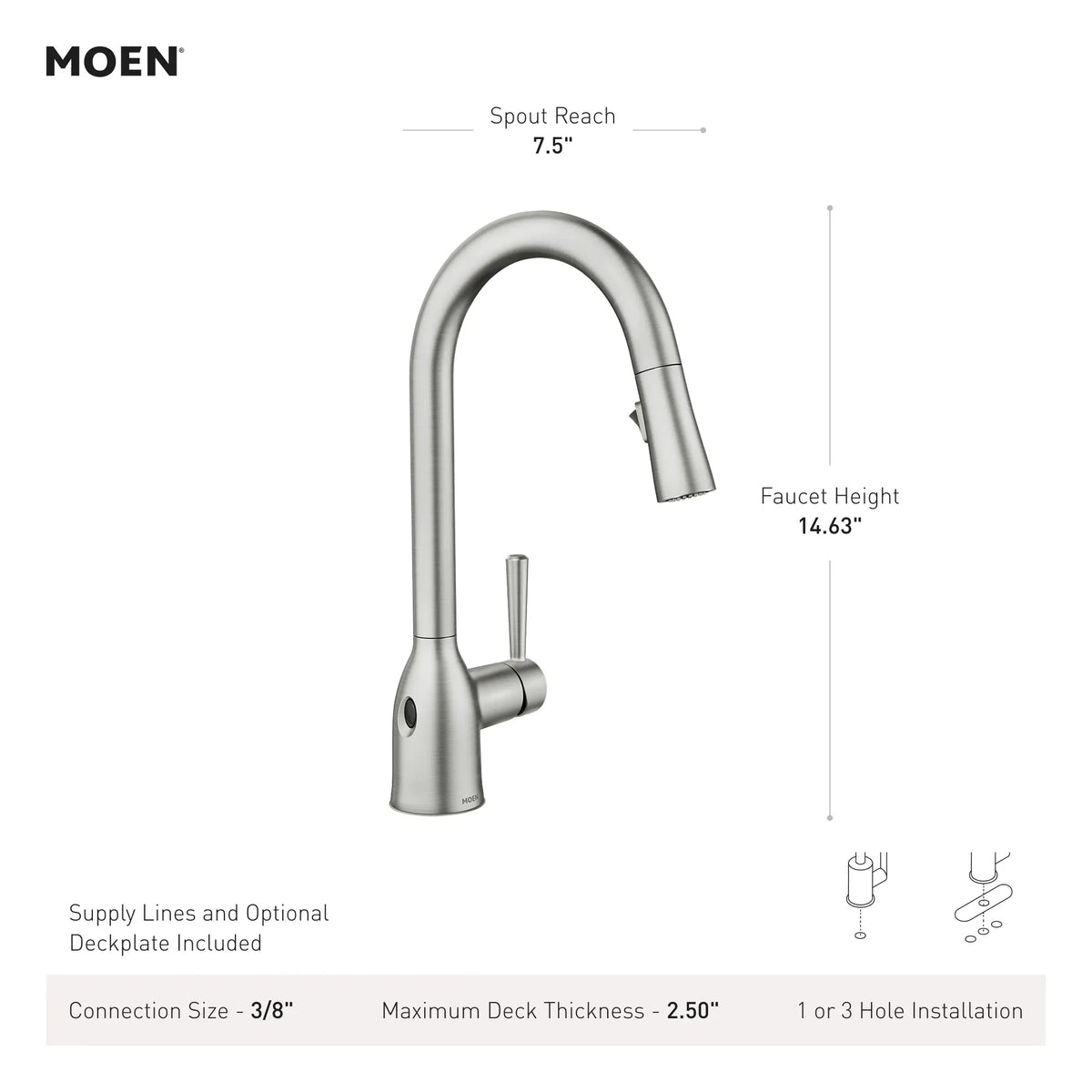 Moen Adler MotionSense Wave Single-Sensor Single-Handle High-Arc Pulldown Kitchen Faucet 87233EW in Chrome (87233EWC) - view 4