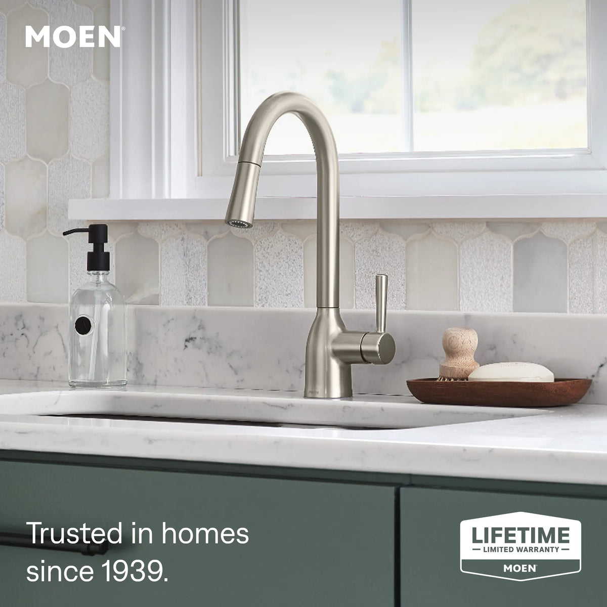 Moen Adler Single-Handle High-Arc Pulldown Kitchen Faucet 87233 in Spot Resist Stainless (87233SRS) - view 2