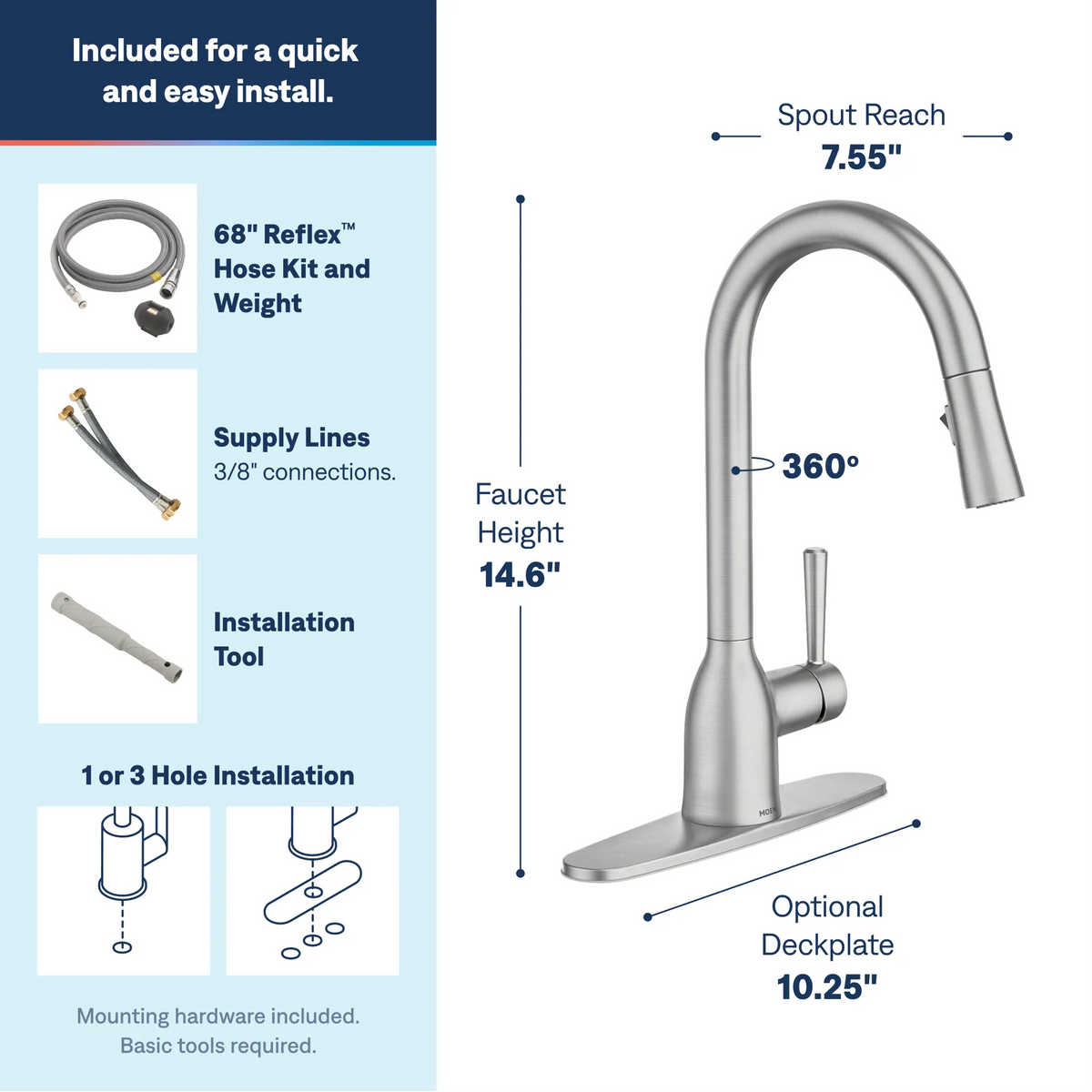 Moen Adler Single-Handle High-Arc Pulldown Kitchen Faucet 87233 in Spot Resist Stainless (87233SRS) - view 3