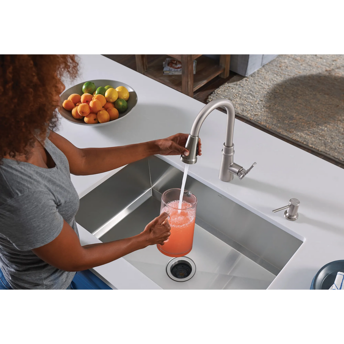 Moen Tullis Single-Handle Pulldown Kitchen Faucet 87235 in Spot Resist Stainless (87235SRS) - view 7