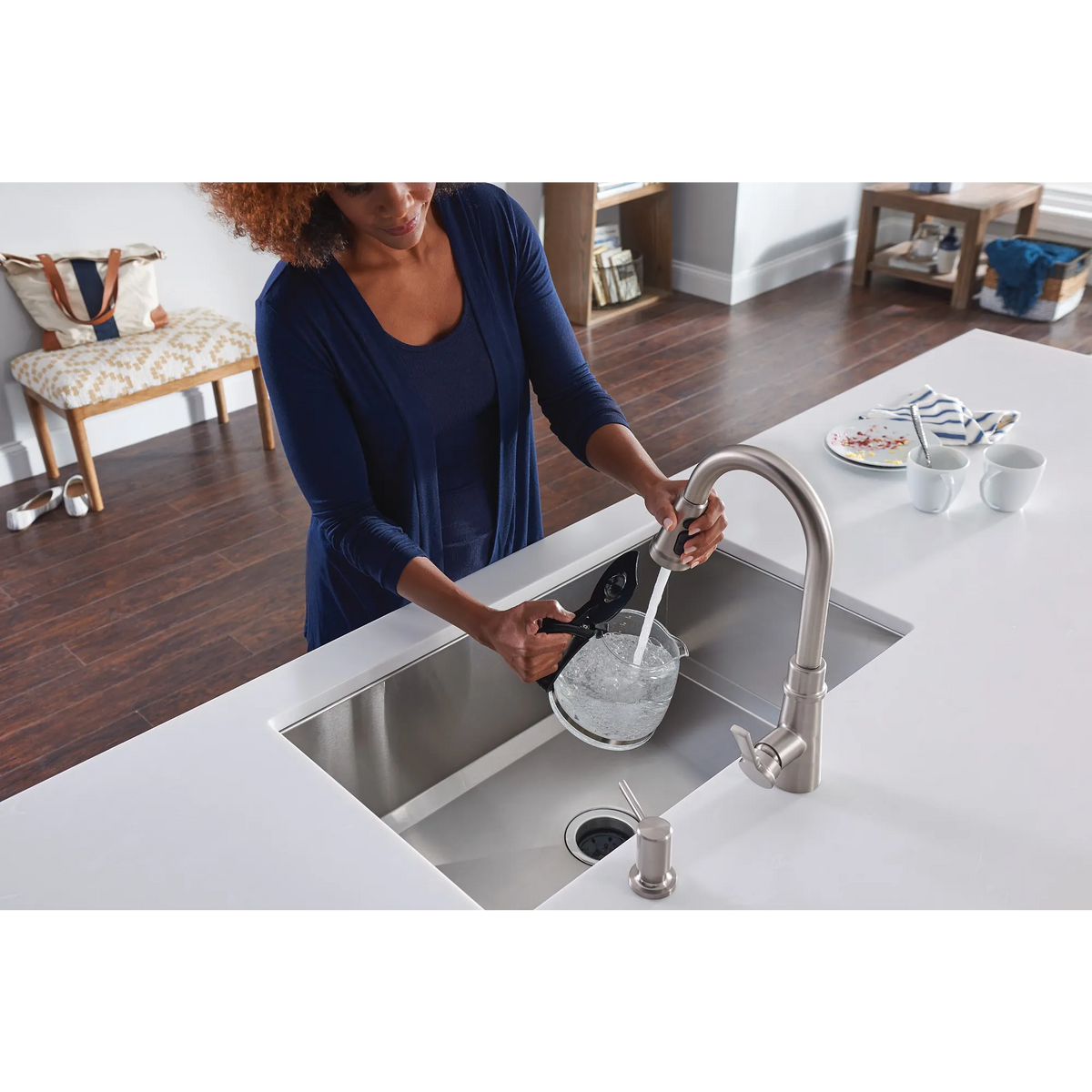 Moen Tullis Single-Handle Pulldown Kitchen Faucet 87235 in Spot Resist Stainless (87235SRS) - view 11
