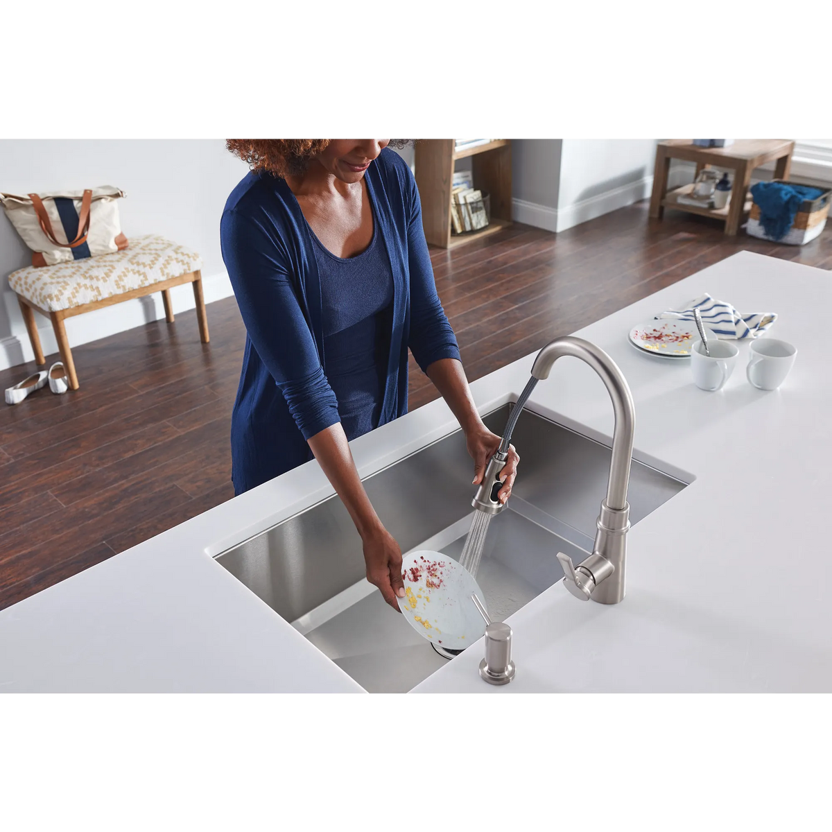 Moen Tullis Single-Handle Pulldown Kitchen Faucet 87235 in Spot Resist Stainless (87235SRS) - view 12