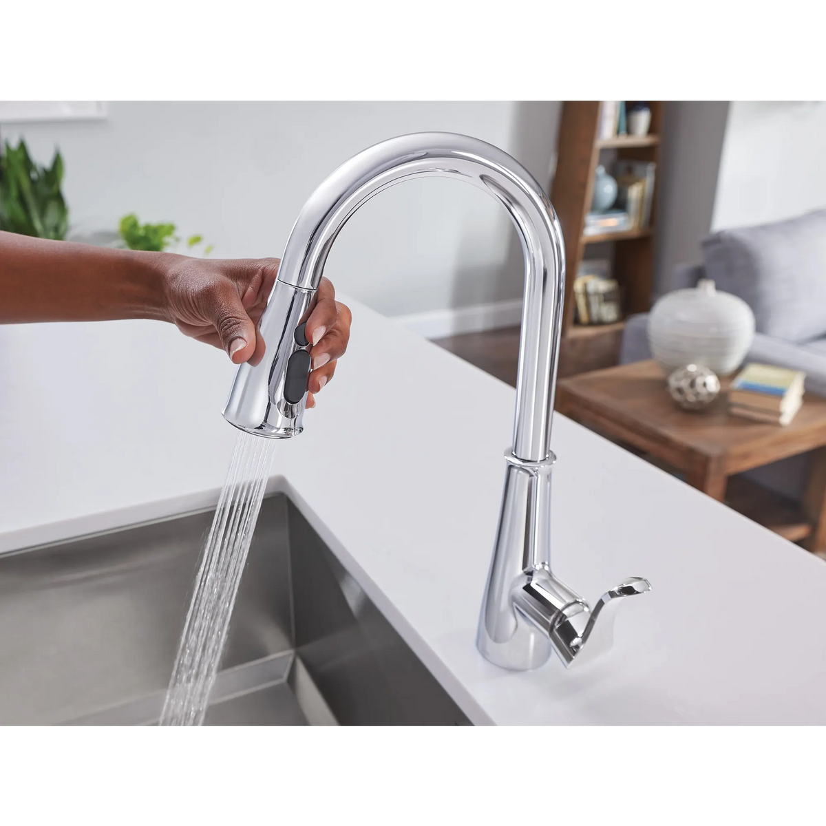 Moen Hadley Single-Handle Pulldown Kitchen Faucet 87245 in Chrome (87245) - view 5