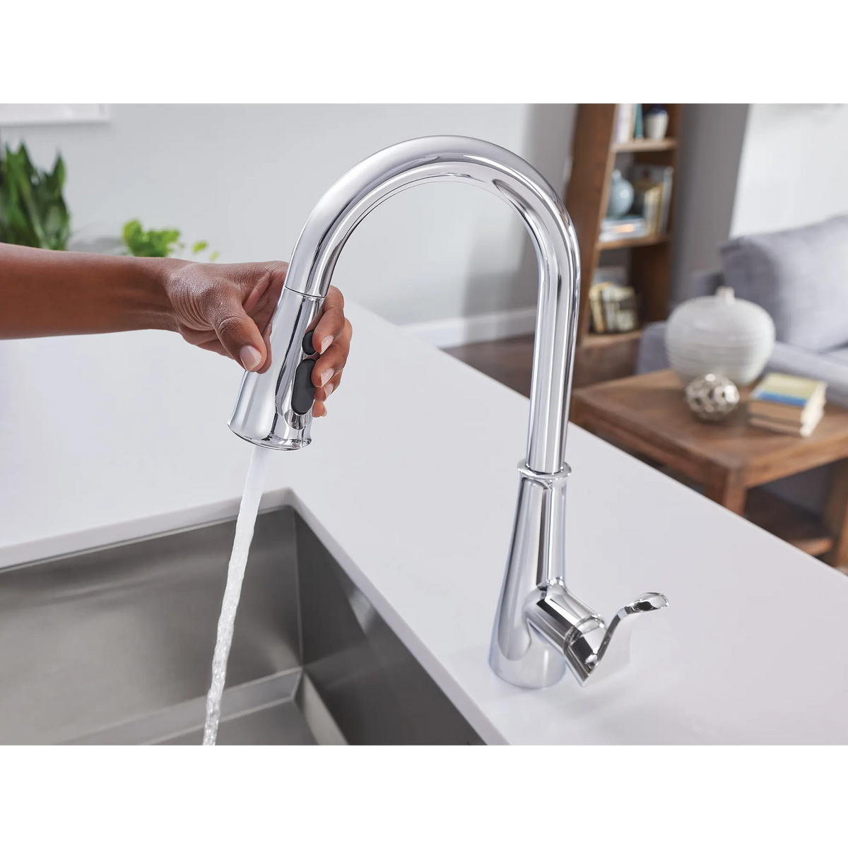 Moen Hadley Single-Handle Pulldown Kitchen Faucet 87245 in Chrome (87245) - view 4