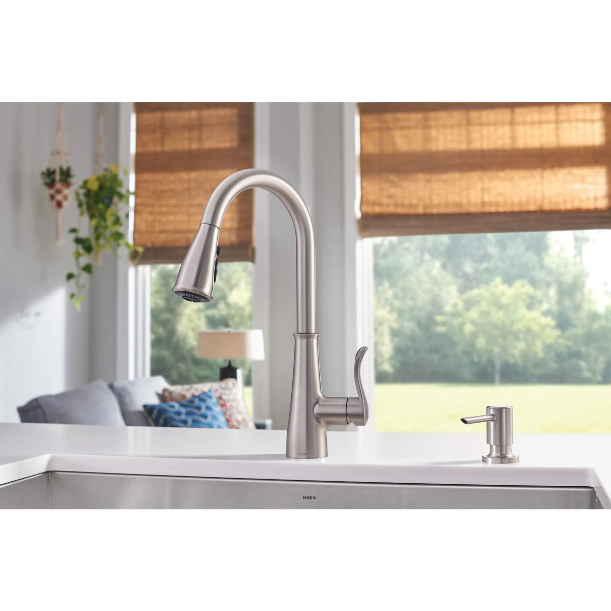 Moen Hadley Single-Handle Pulldown Kitchen Faucet 87245 in Spot Resist Stainless (87245SRS) - view 3