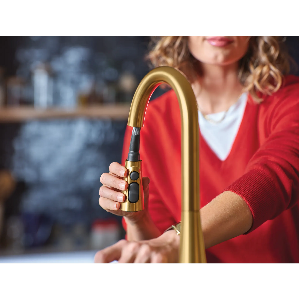Moen Maureen Single-Handle High-Arc Pulldown Kitchen Faucet 87493 in Brushed Gold (87493BG) - view 2