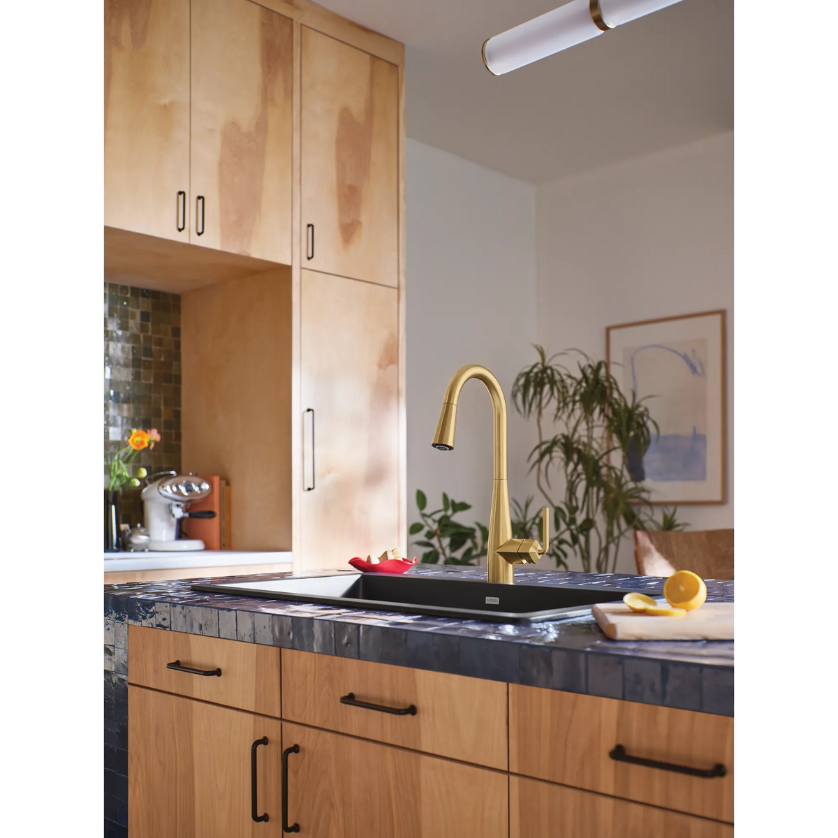 Moen Maureen Single-Handle High-Arc Pulldown Kitchen Faucet 87493 in Brushed Gold (87493BG) - view 11