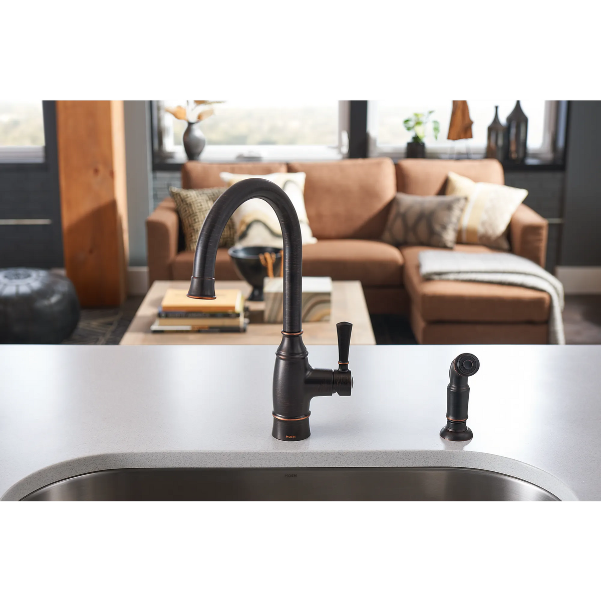 Moen Noell Single-Handle Kitchen Faucet 87506 in Mediterranean Bronze (87506BRB) - view 2