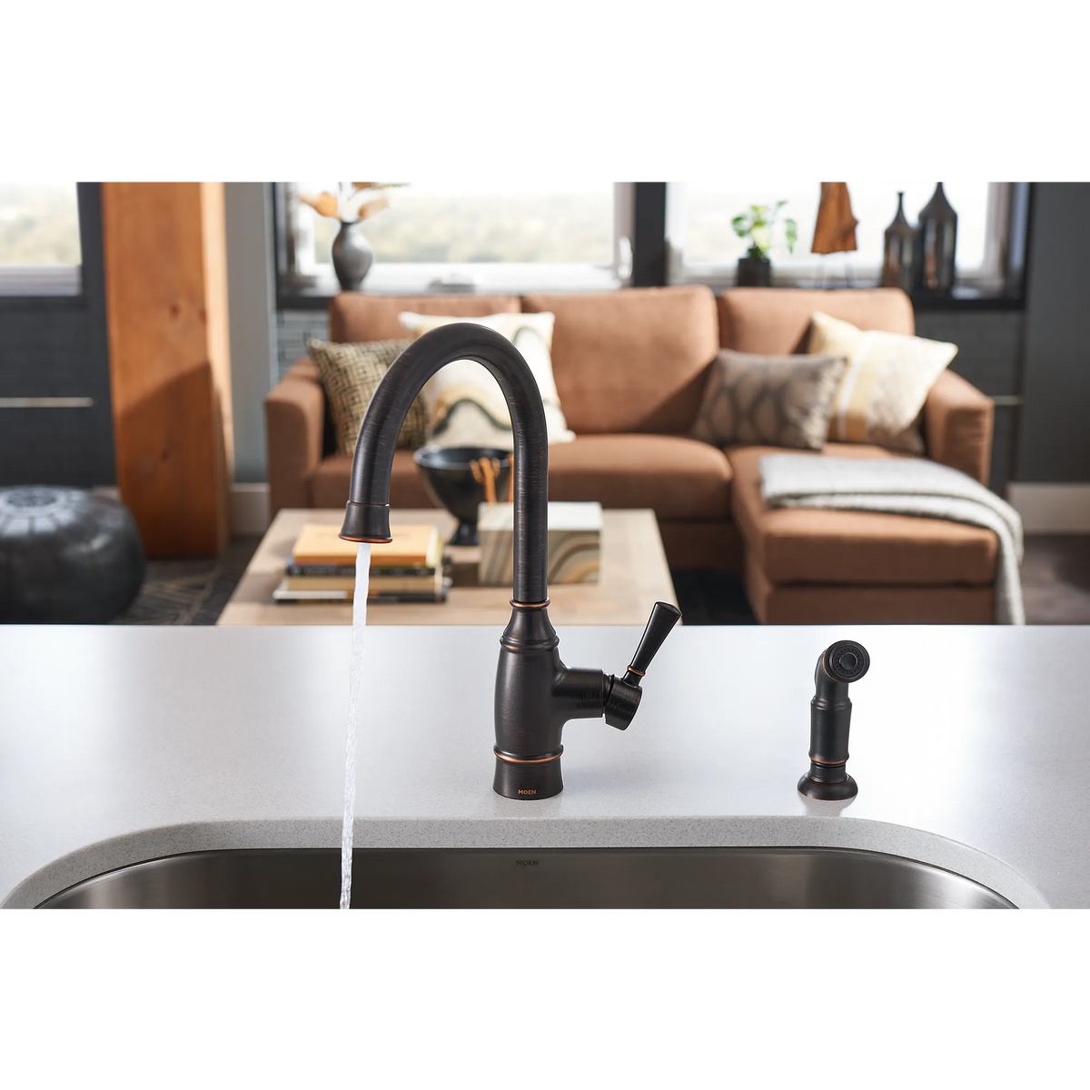 Moen Noell Single-Handle Kitchen Faucet 87506 in Mediterranean Bronze (87506BRB) - view 3