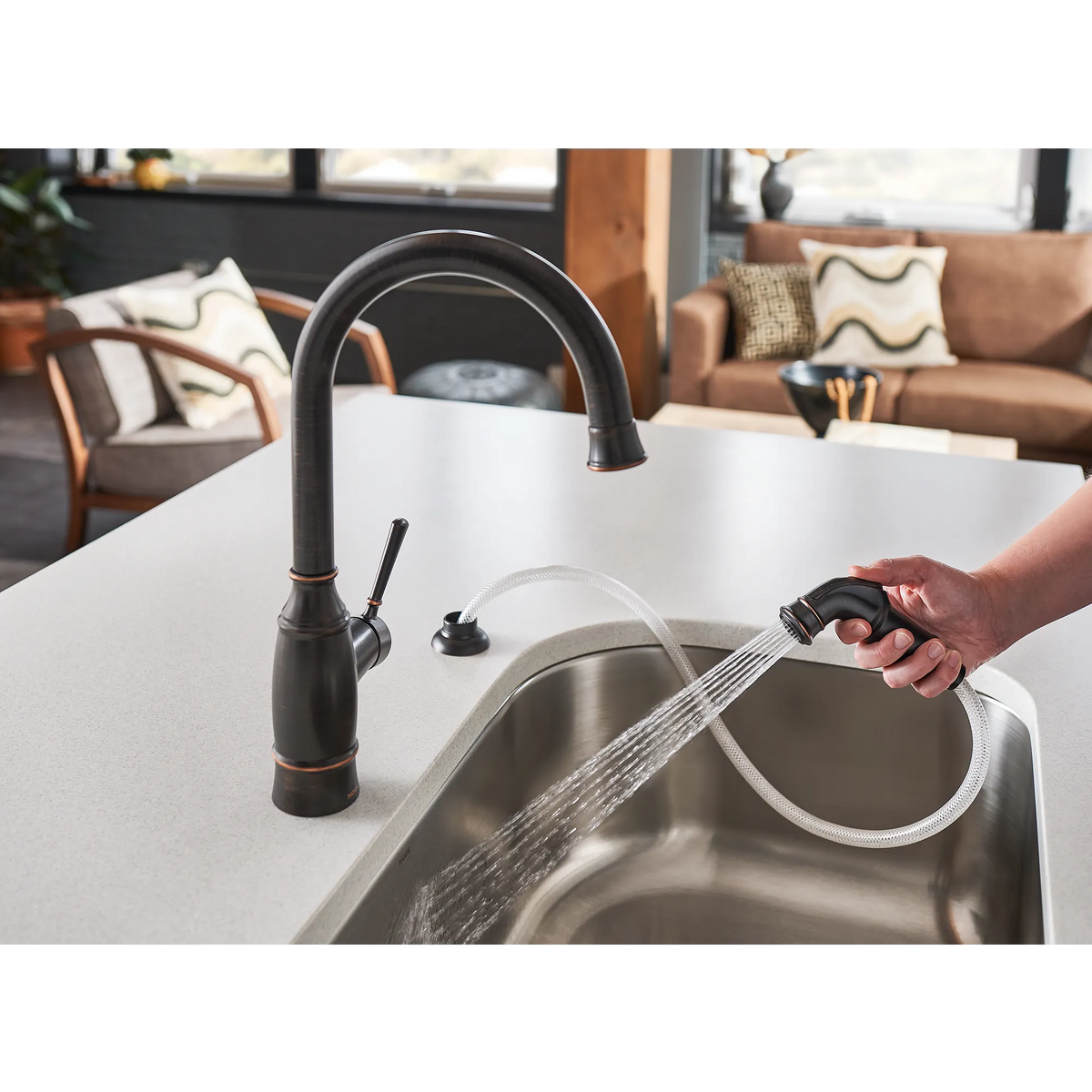 Moen Noell Single-Handle Kitchen Faucet 87506 in Mediterranean Bronze (87506BRB) - view 4