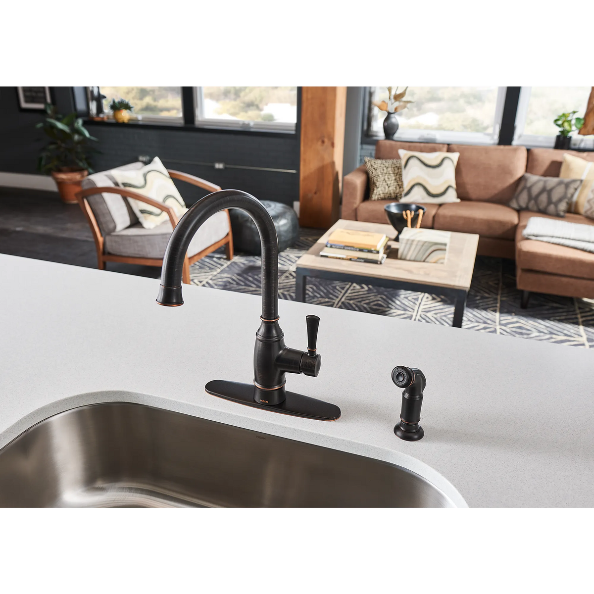 Moen Noell Single-Handle Kitchen Faucet 87506 in Mediterranean Bronze (87506BRB) - view 6
