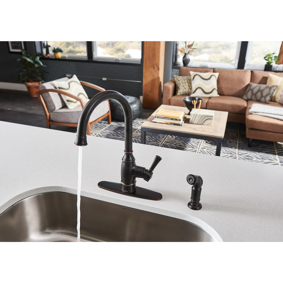 Moen Noell Single-Handle Kitchen Faucet 87506 in Mediterranean Bronze (87506BRB) - view 7