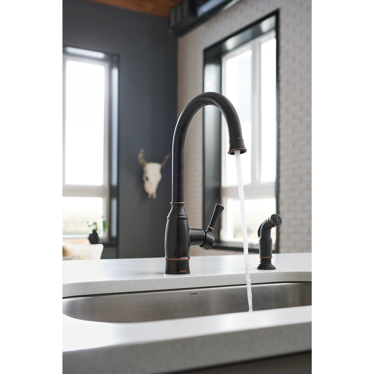 Moen Noell Single-Handle Kitchen Faucet 87506 in Mediterranean Bronze (87506BRB) - view 8