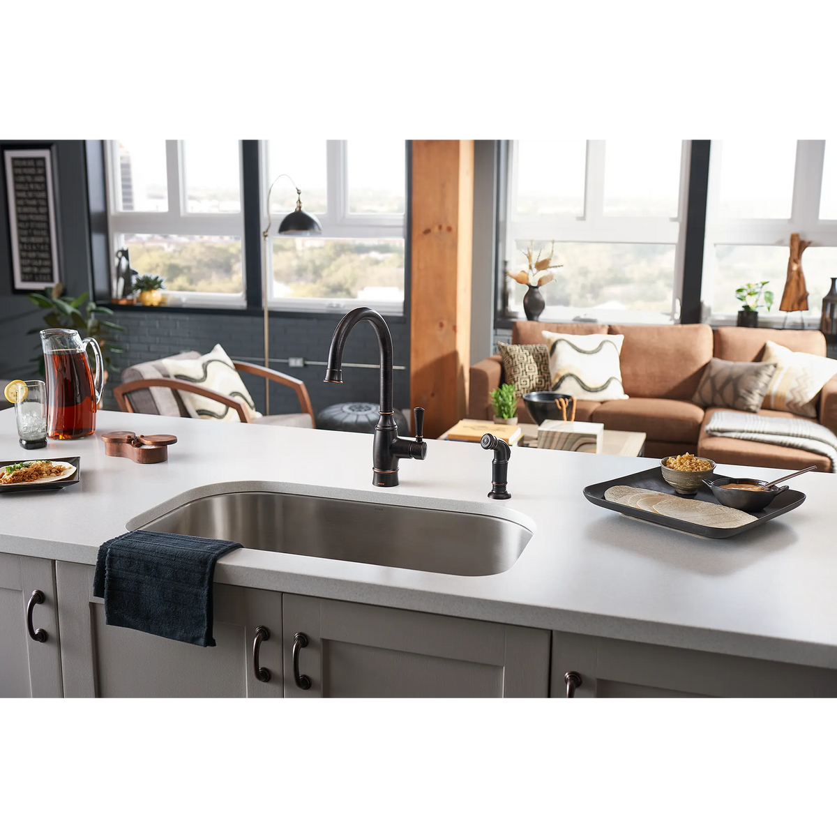 Moen Noell Single-Handle Kitchen Faucet 87506 in Mediterranean Bronze (87506BRB) - view 12