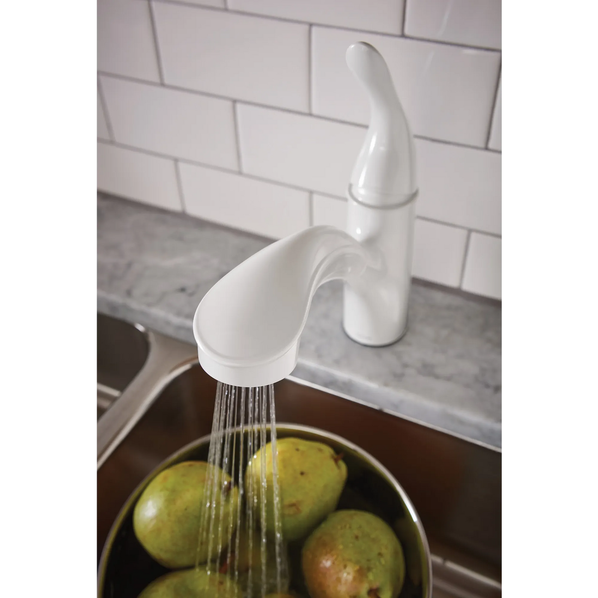 Moen Brecklyn Single-Handle Low-Arc Pullout Kitchen Faucet 87557W in Glacier (87557W) - view 7