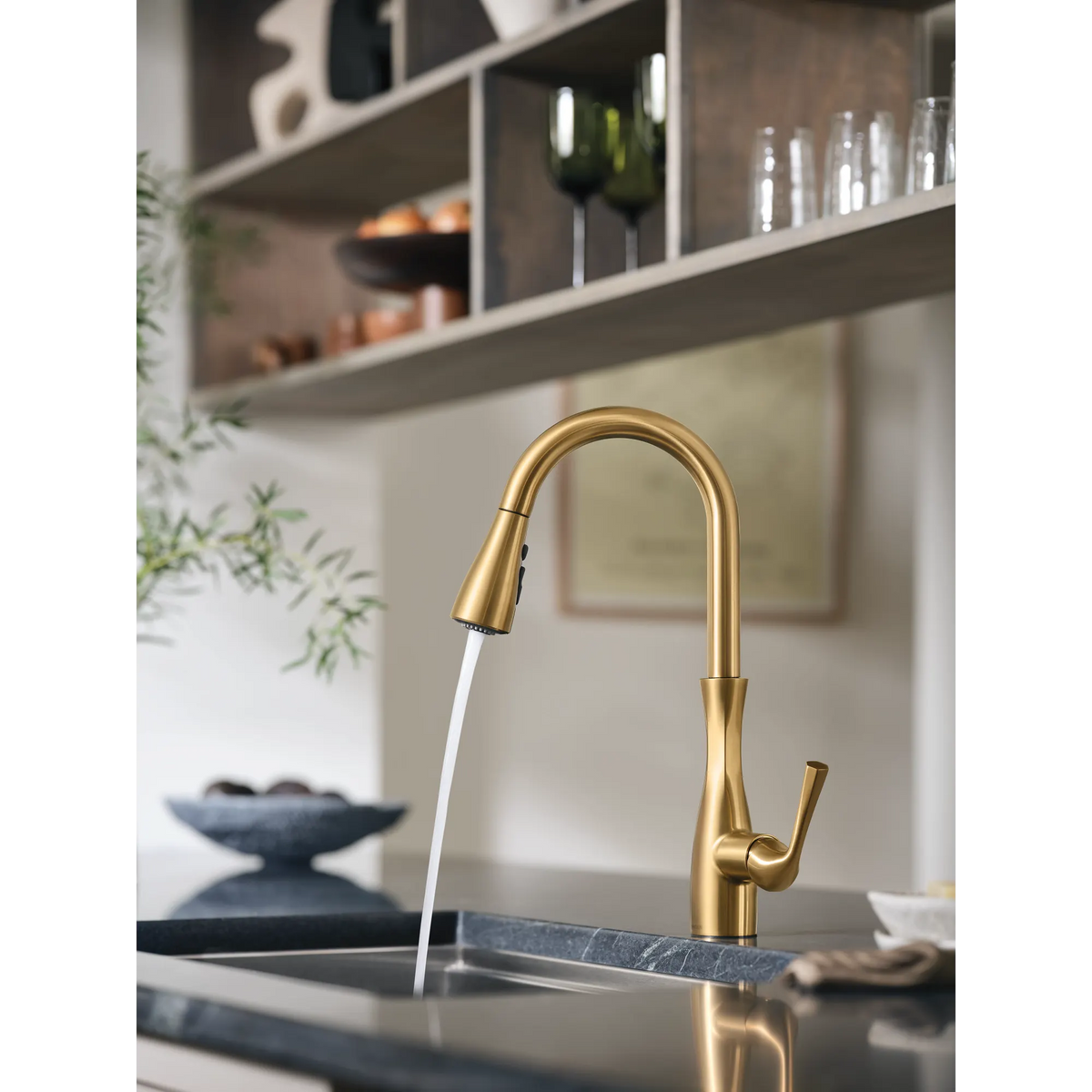 Moen Arlia Single-Handle High-Arc Pulldown Kitchen Faucet 87564 in Brushed Gold (87564BG) - view 9