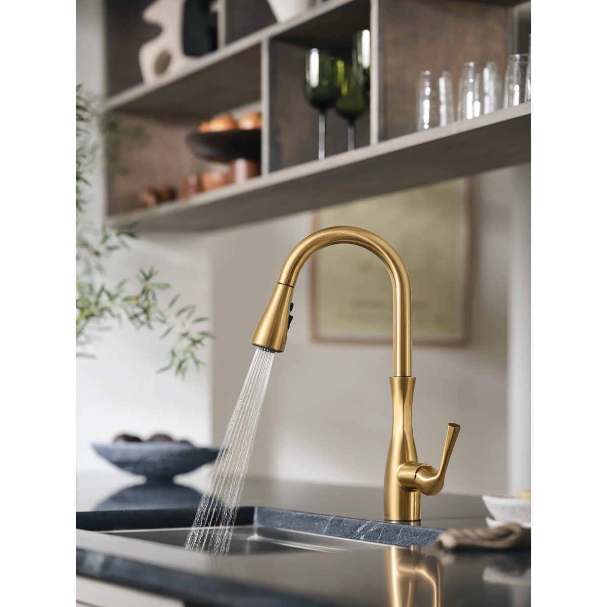 Moen Arlia Single-Handle High-Arc Pulldown Kitchen Faucet 87564 in Brushed Gold (87564BG) - view 7