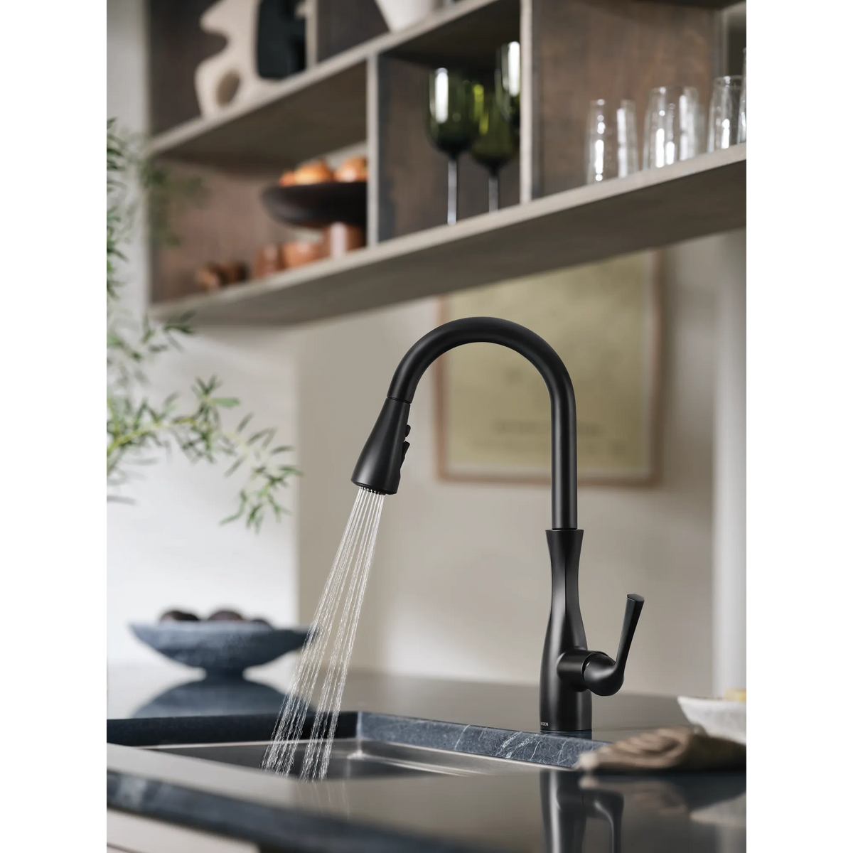 Moen Arlia Single-Handle High-Arc Pulldown Kitchen Faucet 87564 in Matte Black (87564BL) - view 9
