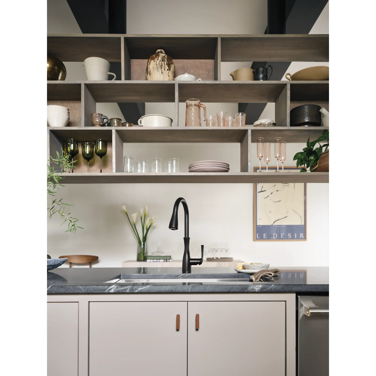 Moen Arlia Single-Handle High-Arc Pulldown Kitchen Faucet 87564 in Matte Black (87564BL) - view 10